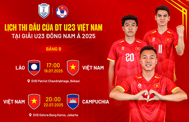 Lịch thi đấu của U23 Việt Nam tại vòng bảng U23 Đông Nam Á 2025