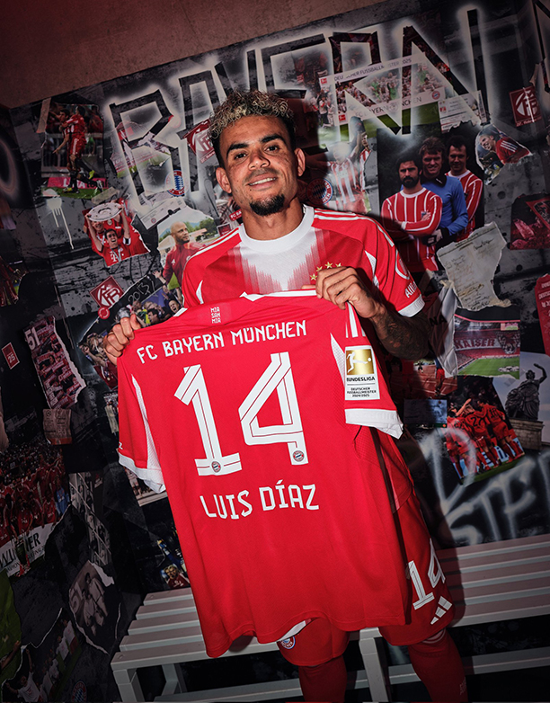 Luis Diaz tự tin khoe chiếc áo số 14 tại Bayern Munich